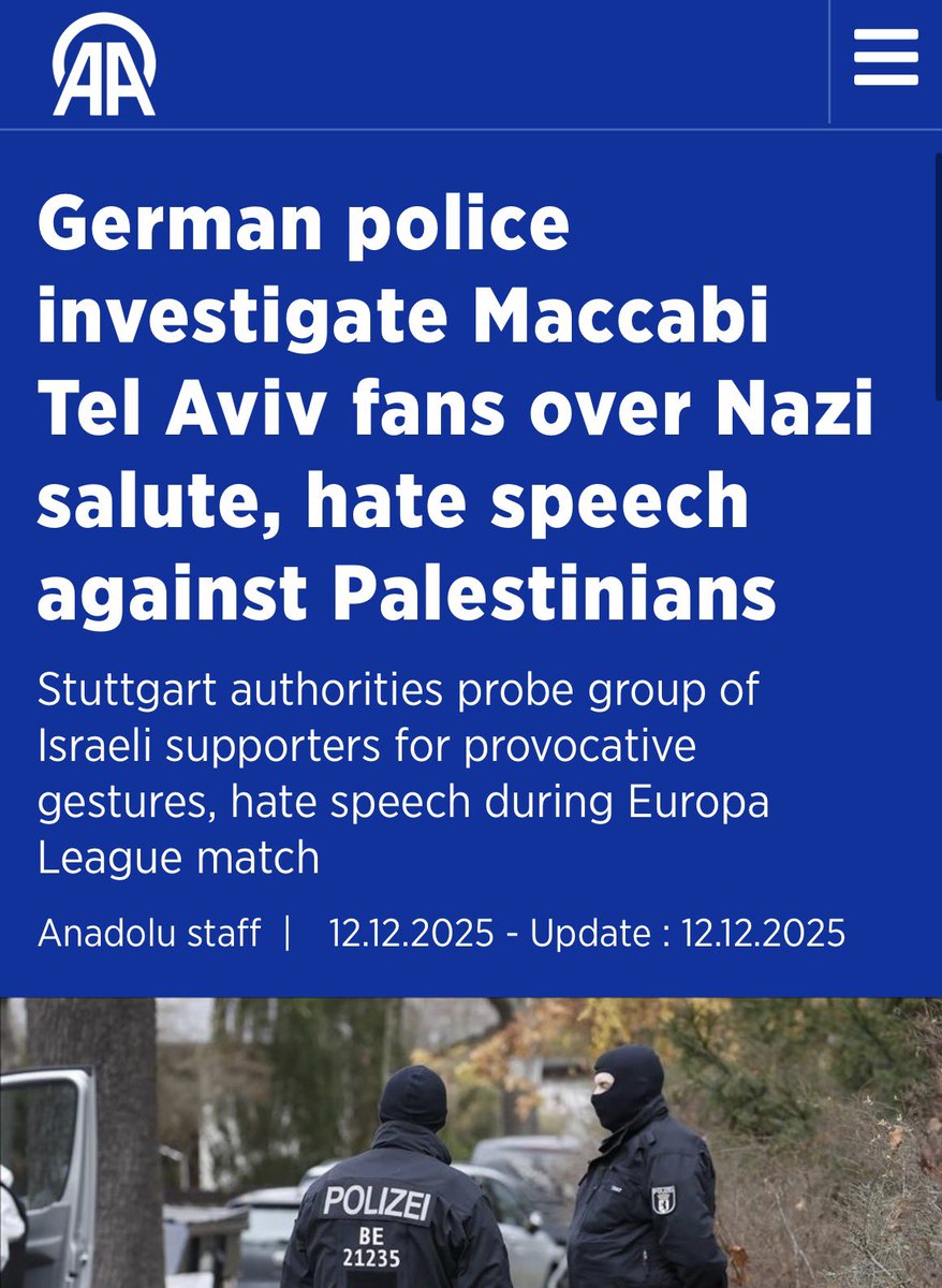 Zionists told me that ‘Maccabi Tel Aviv fans travelled to Stuttgart and the match passed with barely a ripple’

Reality 🤌🏼🤌🏼