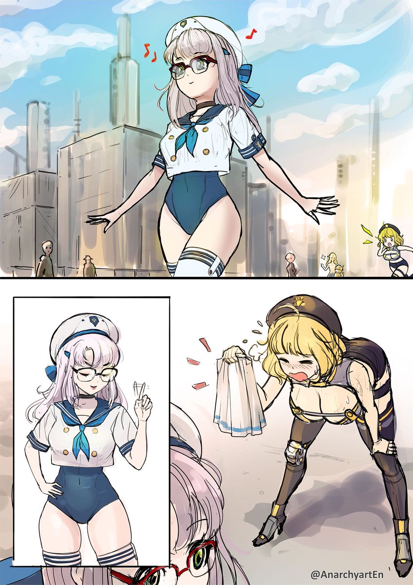 ファッションですよ p1 wip
ネオンの同人イラスト集に載せる予定。

「チッチッチ。これは履き忘れじゃないよ、アニスちゃん。」
#NIKKEfanart #NIKKE