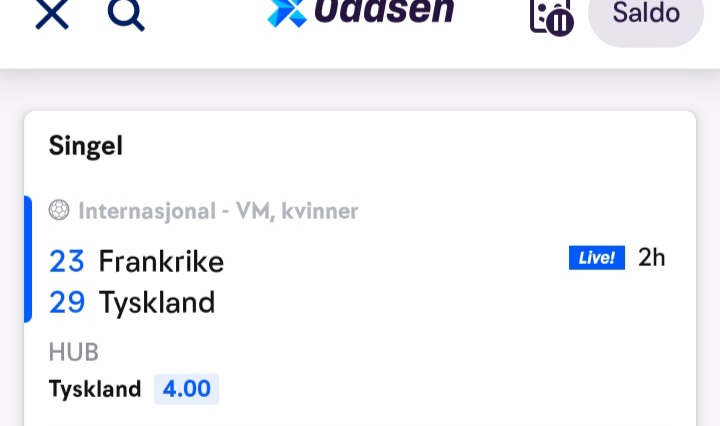 Jeg så nok Tyskland sine styrker bedre enn Norsk Tipping 
Jeg gjorde jo det