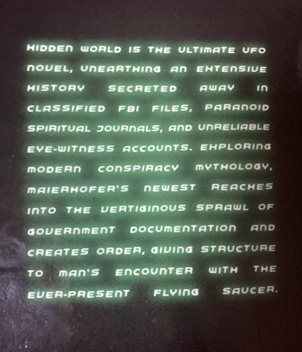 alvinlu's tweet photo. Grant Maierhofer’s Hidden World might be tops this year for me. Fully realized and funny rewiring of the formal elements of the novel that operates throughout in the register of the sublime. Moby-Dick of UFOs. https://t.co/PvXVrdkBL5