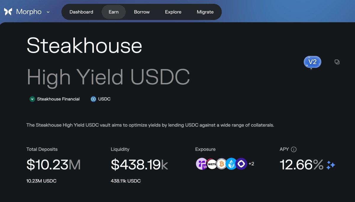 oh no, my steakhouse yield is too juicy on <a href="/Morpho/">Morpho 🦋</a>