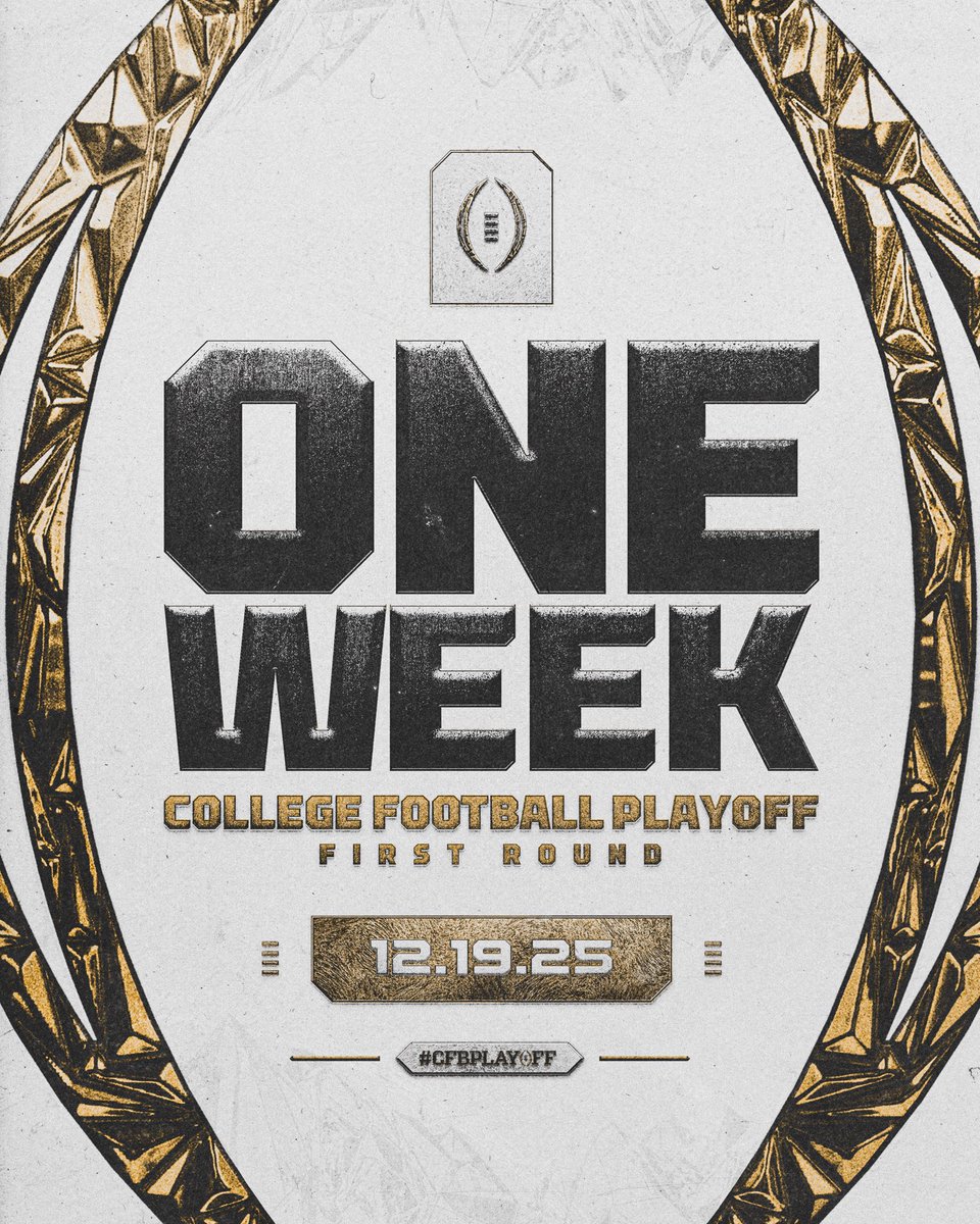 CFBPlayoff's tweet photo. ONE. MORE. WEEK. 🏈

#CFBPlayoff https://t.co/L9U8f2y34c
