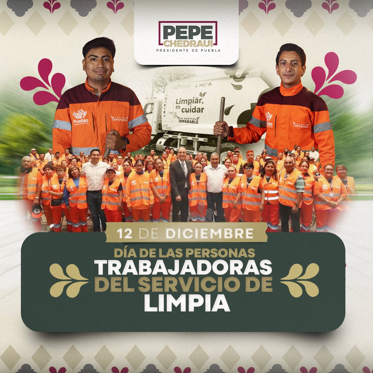 Hoy celebramos a quienes, con su esfuerzo diario, mantienen limpia y viva nuestra ciudad.

Gracias por su dedicación, por madrugar, por no detenerse y por cuidar los espacios que compartimos. 🫂

Mi reconocimiento y gratitud a todas y todos los trabajadores del servicio de