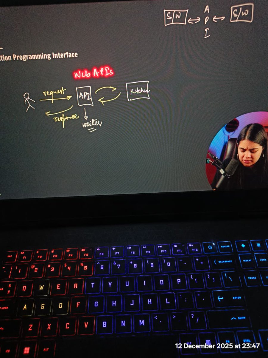growing_phool's tweet image. #Day 69 of #90dayscodingchallenge

- did a workout ( push-ups, pull-ups, squats, dips, some weights)

- after finishing try and catch with await function now started learning API, just finished its basics.

- API is generally a waiter who takes our orders(request), go the kitchen…
