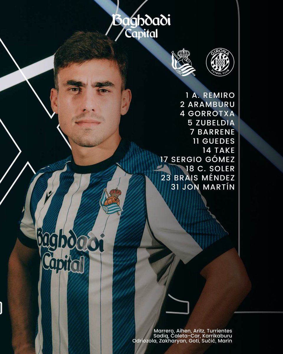RealSociedad's tweet photo. 𝗫𝗜 | Los elegidos para hoy.

#RealSociedadGirona https://t.co/lcg0Iazjne