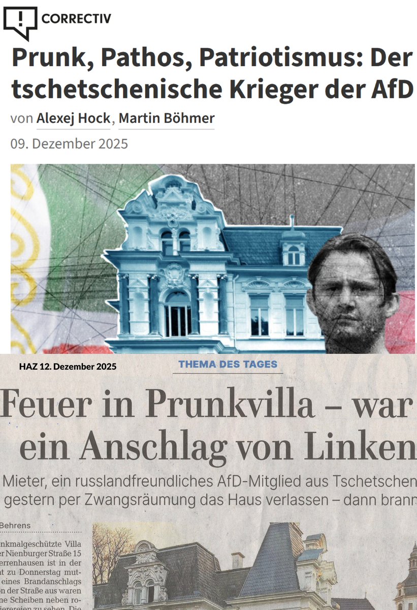Vor drei Tagen diffamierte <a href="/correctiv_fakt/">CORRECTIV.Faktencheck</a> einen Mieter und zeigte ihn samt Foto seines Wohnhauses. Gestern setzten Antifanten die Wohnung in Brand. Geistige Brandstifter sind m. E. schlimmer als die realen.

Hintergrund: Finanziert von Oligarchen und Steuerzahlern arbeiten