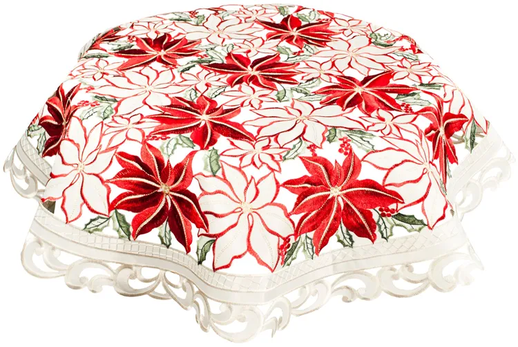 LinensArtThings's tweet photo. Beautiful elegant embroidered Christmas Holiday Cutwork Poinsettia Doily or Small Table Topper Centerpiece on ivory for your holiday enjoyment. Enjoy on your tables with all your Christmas Holiday Garland or Centerpieces! #linens #doilies #homedecor #tablelinens #tablecloths #tabletopper #tablerunner #lace #LAT Watch Now: https://t.co/BJSs72J5OS