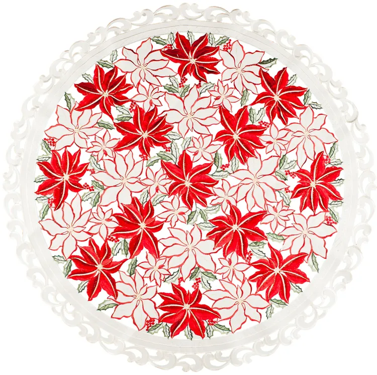 LinensArtThings's tweet photo. Beautiful elegant embroidered Christmas Holiday Cutwork Poinsettia Doily or Small Table Topper Centerpiece on ivory for your holiday enjoyment. Enjoy on your tables with all your Christmas Holiday Garland or Centerpieces! #linens #doilies #homedecor #tablelinens #tablecloths #tabletopper #tablerunner #lace #LAT Watch Now: https://t.co/BJSs72J5OS