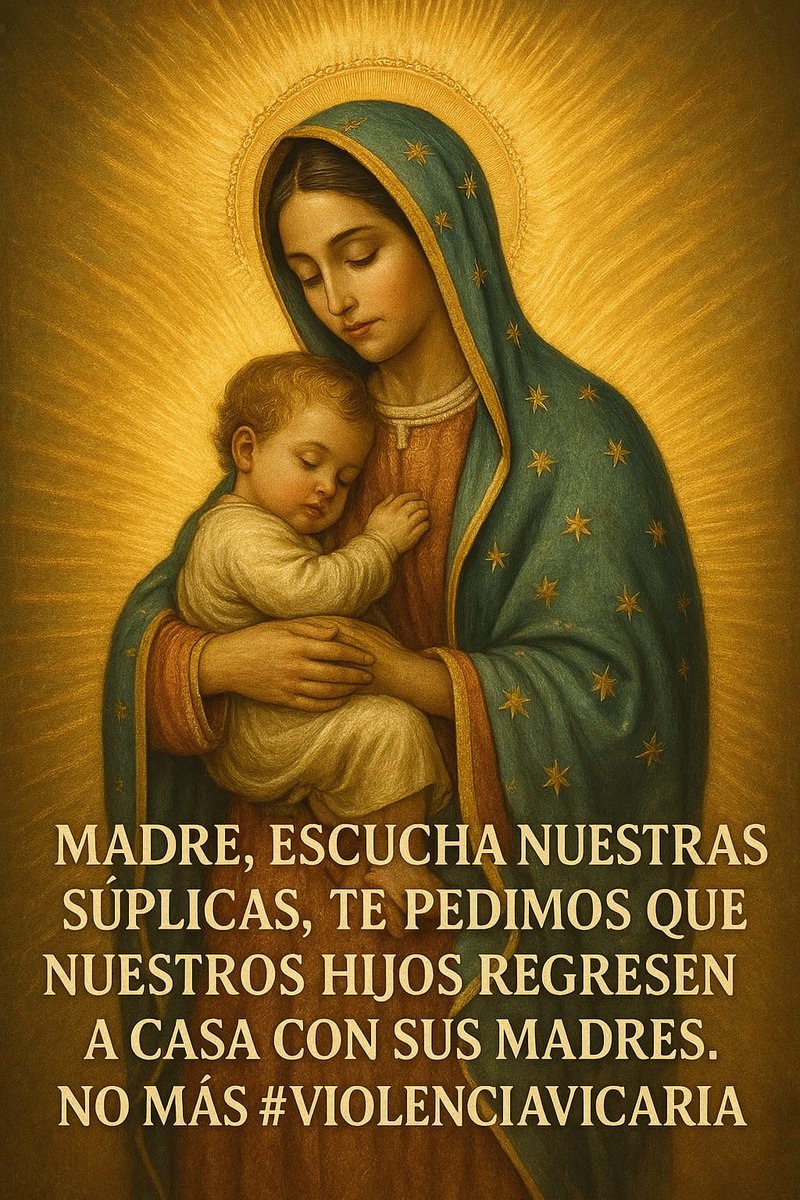 🙏🌹🌻🤱👩‍👦🙏
Madre escúcha nuestras súplicas, 
Apiádate de nuestro dolor,
Te rogamos que nuestros hijos arrebatados regresen a casa con sus madres, siembra luz y conciencia en el corazón de nuestros agresores y juzgadores, sé tu nuestro amparo divino, AMÉN 🙏
#ViolenciaVicaria