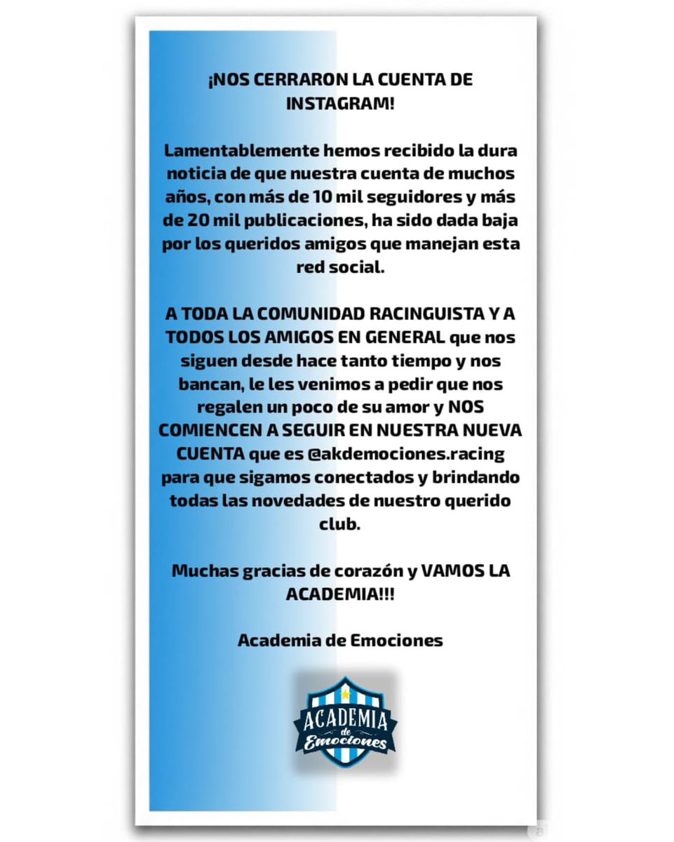 ¡POR FAVOR, VAYAN A DARNOS CARIÑO A NUESTRA NUEVA CUENTA! 💙🤍💙

@akdemociones.racing