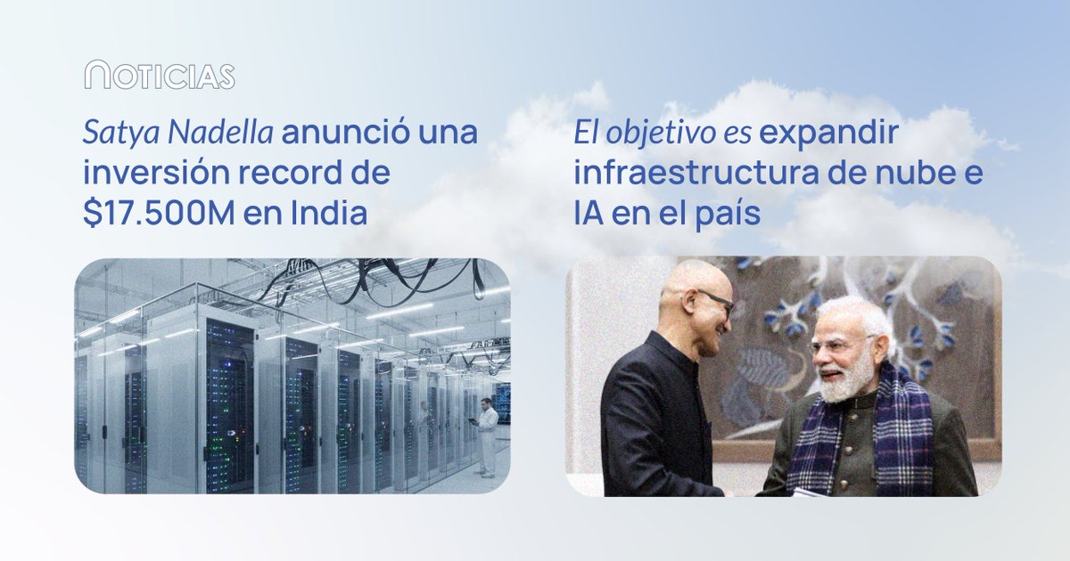 conredsis's tweet image. #NoticiasConredsis | Microsoft anunció en diciembre de 2025 una inversión récord de 17,500 millones de dólares en India, la mayor que ha realizado en Asia.

#india #microsoft #investment #microsoftnews #noticiasmicrosoft #ia