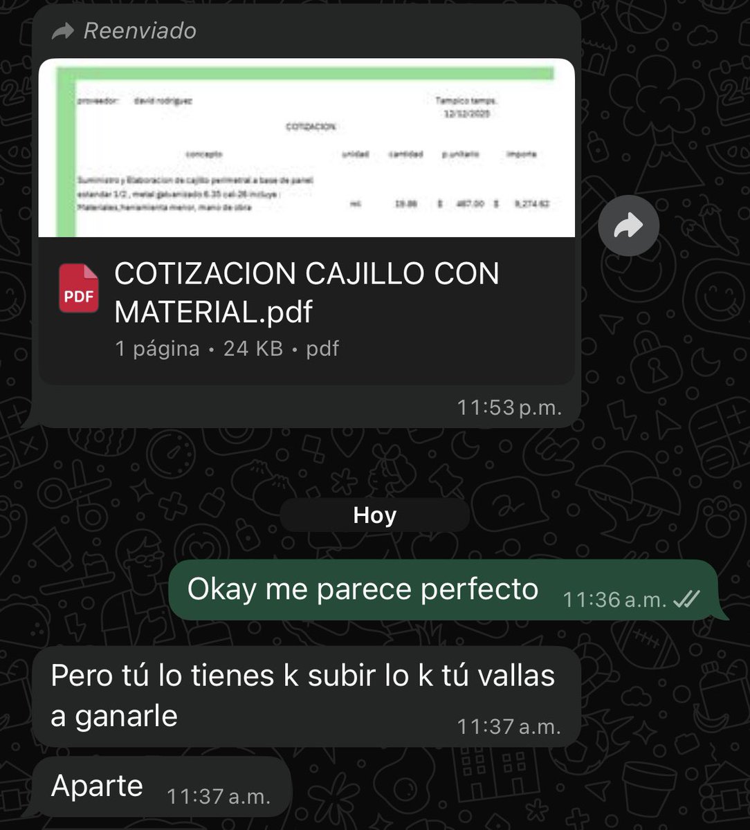 Gente así la vdd me cae sp bn porque sé que apenas inició mi camino como arquitecto y es difícil empezar ganando algo (aveces casi nada y obvio tampoco se abusa) pero, así se forja confianza con los trabajadores cawn