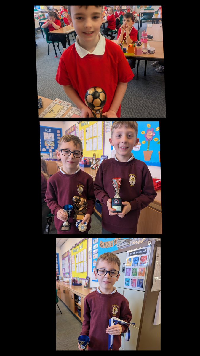 MrsFelgateP4_3's tweet photo. We love celebrating success! These wonderful boys proudly brought in the fantastic football trophies they’ve earned. We are incredibly proud of them! ⚽🏆✨ https://t.co/q9jZYleJUi