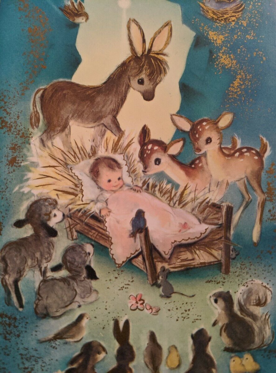 lovinqthelord's tweet photo. I’ve been obsessed with these pictures of animals surrounding Baby Jesus🥺🤍 https://t.co/Gqu8U7VOlB