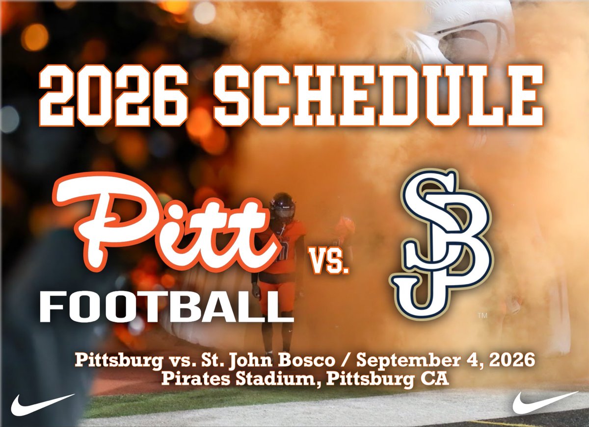 PittHSFootball's tweet image. 🚨 2026 SCHEDULE ANNOUNCEMENT🚨 The Pirates have agreed to host St. John Bosco @boscofootball in 2026. Two great programs in the best venue in NorCal 🏴‍☠️🏴‍☠️🏴‍☠️🏴‍☠️ 

#HoistTheColors🏴‍☠️ #WhosNext  #ramPITTup 🏴‍☠️🏈🅿️🌎🏈🏴‍☠️