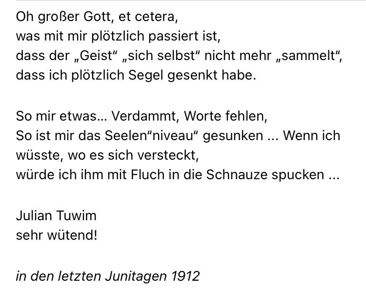 <a href="/lustiger/">Jan Froehlich</a> <a href="/SmolkaBeatrice/">Béatrice Smolka🇨🇵🇩🇪🇵🇱🇪🇺</a> <a href="/verena_ramona/">Verena Ramona</a> <a href="/DieterBirkenma1/">Dieter Birkenmaier</a> <a href="/MarekSJF/">Dr. Markus Fraczek</a> <a href="/0101_Bella/">Bella</a> <a href="/yameBleibt/">Shotgun Ayame 🤠 🏳️‍🌈🍉</a> <a href="/witold_jacek/">Jacek Witold 🇵🇱</a> <a href="/thomas_dudek/">Thomas Dudek</a> <a href="/uzora5/">u_zora @uzora5.bsky.social</a> <a href="/AWerberger/">Annette Werberger</a> <a href="/MattheusWehowsk/">Matthäus Wehowski</a> <a href="/FionaLichtblau/">Fiona Lichtblau</a> <a href="/SedaBasay/">Seda Başay-Yıldız</a> <a href="/AndrzejSzaja/">Andrzej Szaja 🇵🇱🇺🇦</a> <a href="/gosia_walkowiak/">Gosia Walkowiak ✌️🇺🇦❤️🇵🇱❤️🇮🇱🎗️🇩🇪</a> <a href="/PrzemekZajfert/">Przemek Zajfert</a> <a href="/akajak800/">kasia z ząbek</a> <a href="/kreuzberged/">Berlin Companion</a> <a href="/GlkAustria/">Borstenfanni</a> <a href="/grz_szymanowski/">Grzegorz Szymanowski</a> <a href="/HansHuett/">Hans Huett</a> Jeden Tag ein #JulianTuwim Gedicht, Tag 1403. Heute aus Juwenilia das Gedicht O wielki boże, et cetera, Oh großer Gott, et cetera, von 1912.