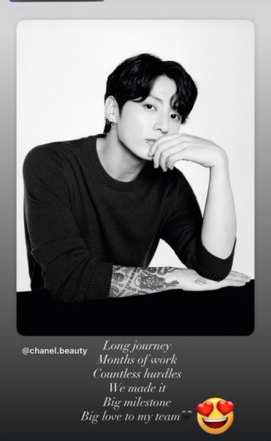 swygirl's tweet image. chanel team is literally celebrating that they got jk 😭 they were chasing him for 3 years mind you. y'all acting like your favs own these brands is hilarious