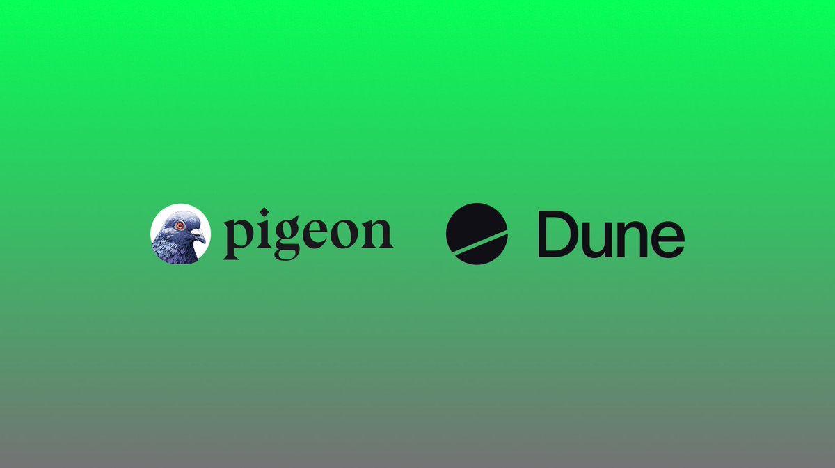 pigeon_trade's tweet image. Starting today, anyone can query @Dune data using pigeon AI in natural language.

Build automated research reports, run trading strategies and more on top of the richest data provider onchain.

Data must flow.