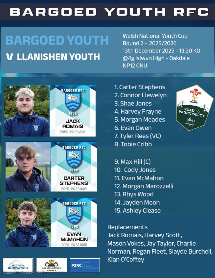 Youth game is back home now up Bargoed Park. Support the future <a href="/LlanishenU18Y/">Llanishen Youth RFC 25/26 🦁</a>