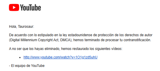 Queridos seguidores. Me alegra comunicaros que el análisis de Impmon/Beelzebumon de Digimon Tamers vuelve a estar disponible en YouTube, después de ganar la contranotificación legal por una reclamación de derechos de autor.

Perdonad las molestias 🙏
youtu.be/1O1g1zd5uhU