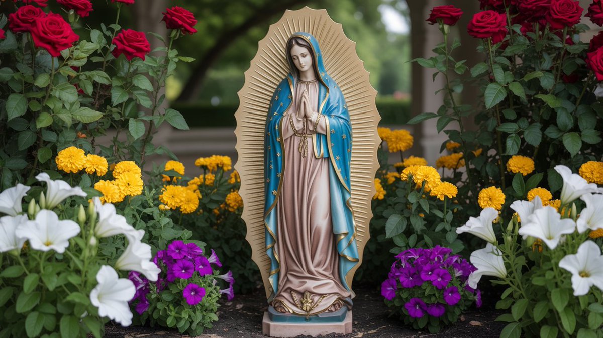LocalCatholic's tweet photo. Dec 12 is the Feast of Our Lady of Guadalupe! ✨ Mary appeared to St. Juan Diego in 1531, leaving her image on his tilma. A message of hope, unity &amp; God's love for all! #OurLadyofGuadalupe #Catholic https://t.co/z03B5tjY8e
