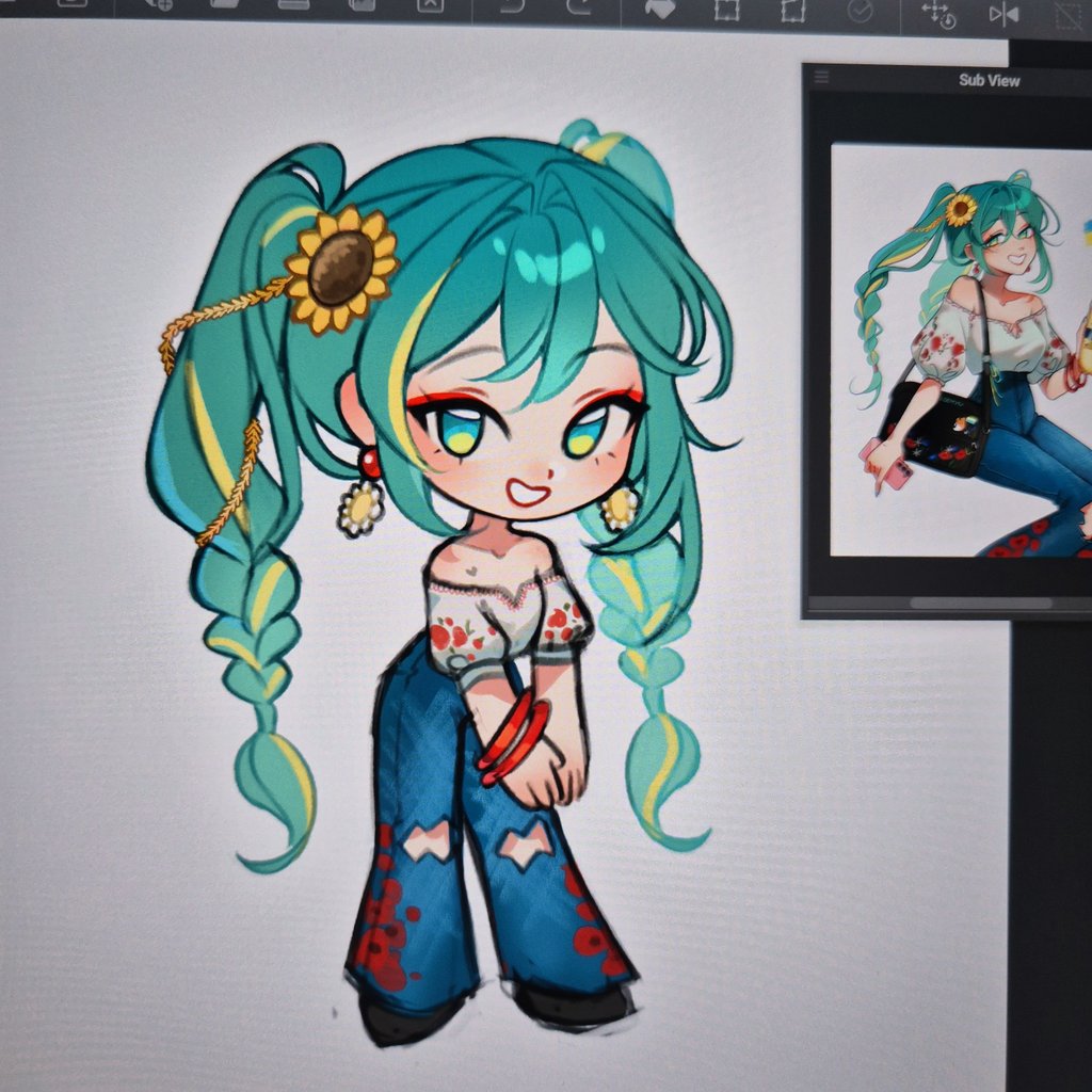 loemyn's tweet photo. Making a miku sticker ♡ https://t.co/i6rEcuW4re