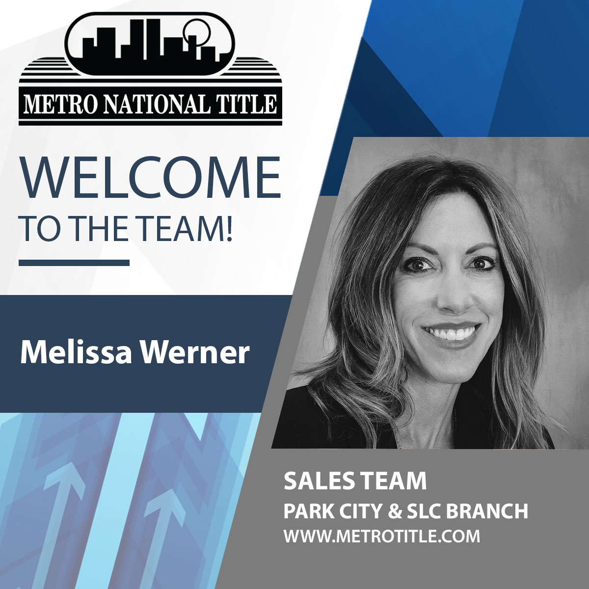 metrontitle's tweet photo. 🌟 Welcome to the Metro National Title Team, Melissa Werner! 

We’re excited to have Melissa join our Sales Team for the Park City & Salt Lake City branches. Her experience, energy, and dedication to client service make her an incredible addition to our Metro family.

Please join us in giving Melissa a warm welcome—we’re thrilled to have you on board, Melissa! 🙌

#MetroTitle #WelcomeToTheTeam #UtahRealEstate #TitleProfessionals