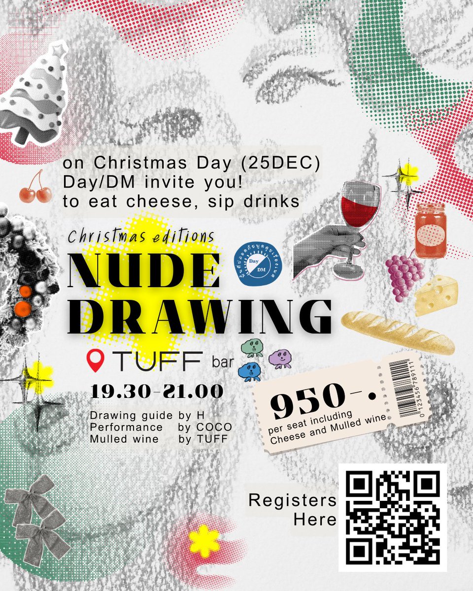 Daydm_Cafe's tweet image. DayDM X TUFF Christmas Nude drawing กลับมาแล้ว 🎨
คุณจะไม่ได้แค่ "วาด" แต่จะได้ "ฟัง" และ "รู้สึก" ผ่านหลากหลายมิติ
ลงทะเบียน tally.so/r/2EXDxe
วันที่ 25 ธันวา คริสต์มาสนี้ 
สถานที่ Tuff bar maps.app.goo.gl/cpe4uJUuRzCPdJ…
ต้อนรับทุกเพศโดยเฉพาะ sapphic!