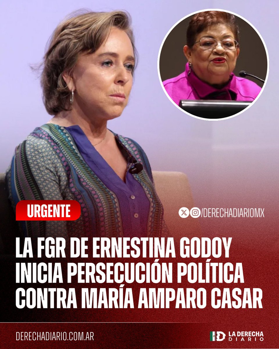 🚨🇲🇽 | #URGENTE PERSECUCIÓN POLÍTICA: La Fiscalía General de la República, encabezada por la morenista Ernestina Godoy, acusó a la opositora al narcogobierno María Amparo Casar de presunto uso ilícito de funciones por exhibir la corrupción de la "4T".