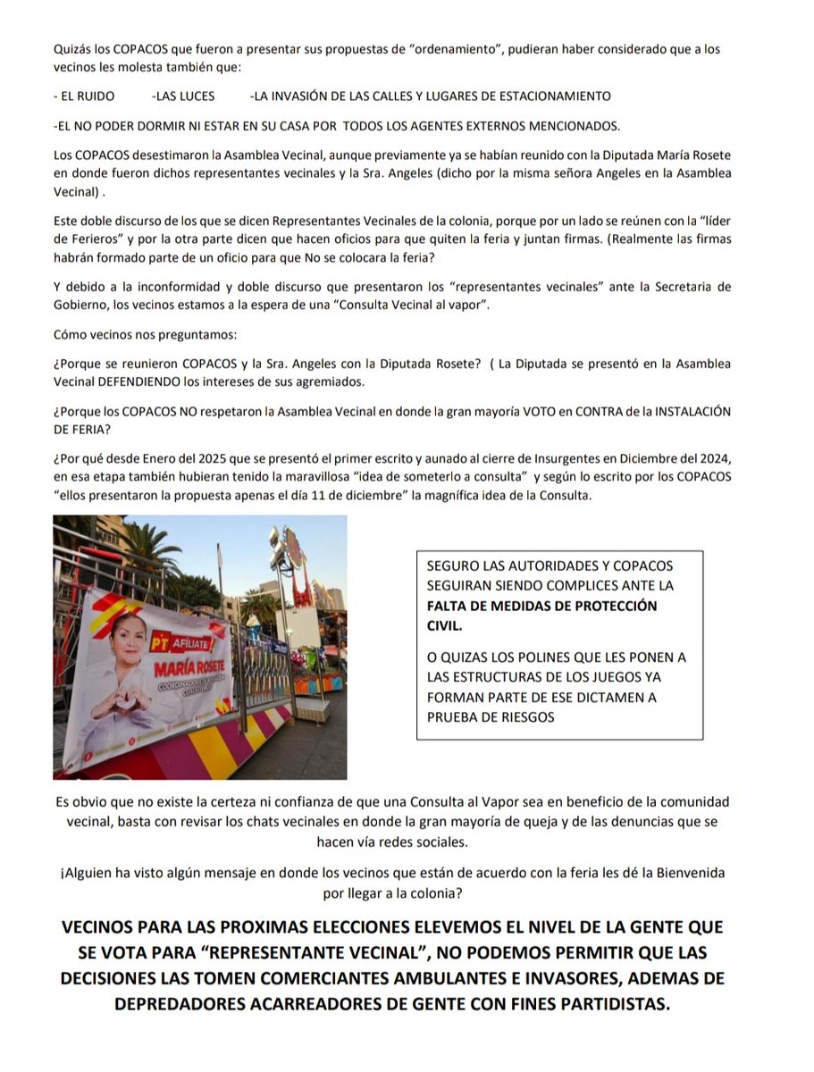 En apoyo vecinal, subimos está información, sabemos q en los chats vecinales les BORRAN las publicaciones cuando los administradores del chat no están de acuerdo. Seguimos con el compromiso de apoyar las causas vecinales. Por favor #RT