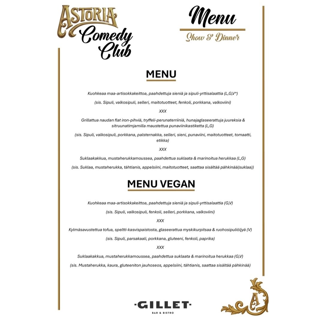 Tämän viikon keikoista 3/4 tehty. Hki Kult-klubi ja firmakeikka. Äsken Järvelän Kinossa, joka oli nostalginen paikka ❤️. Pieni pala sydäntä jäi nyt Kärkölän Järvelään. Huomenna vielä yksi keikkamatka Hesaan ja yöksi Treelle. Astoria Comedy Club ja ruokailu onnistuu.