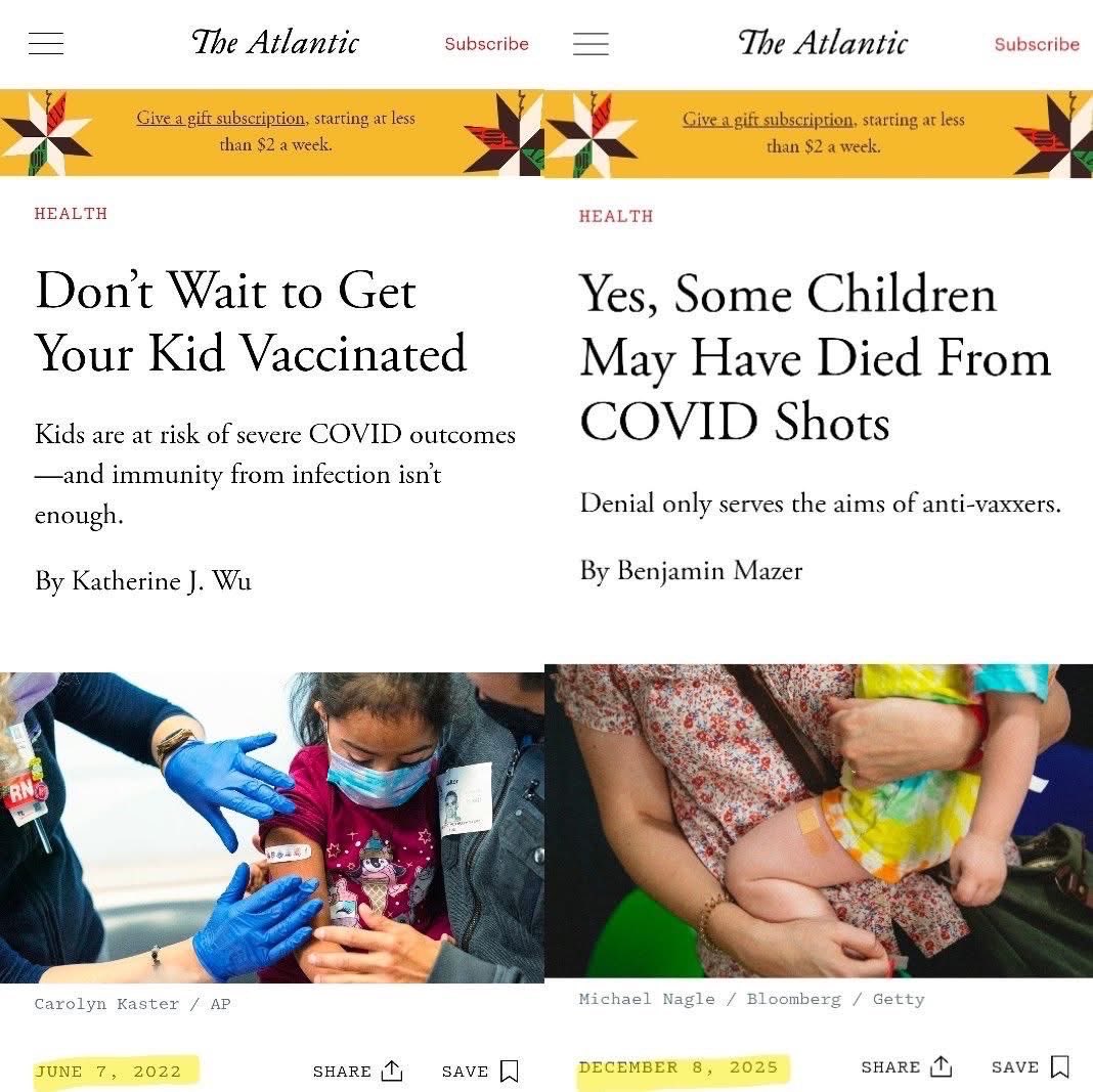 Fynnderella1's tweet photo. What a difference 3 years makes. Am I bitter that I was banned 10 times for being wholly accurate in trying to inform so that proper decisions could be made? Yes, I am. The many I didn’t reach while banned, may have rolled up their sleeves and lost their health. 
Media and “experts” are not your friends. Pharma owns them both.