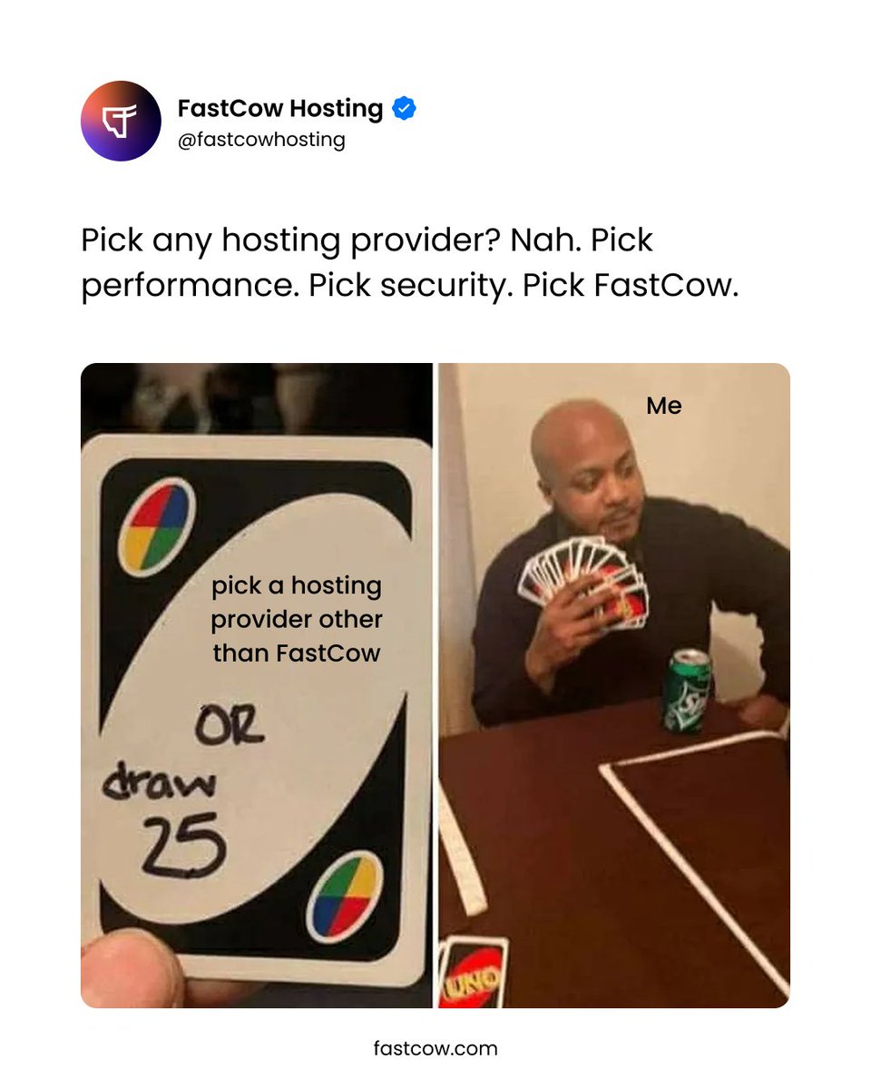 fastcowhosting's tweet photo. Well, yeah - pick @fastcowhosting right?

Performance - Yup
Speed - Yup
Security - Yup

See why 20,000+ sites trust us 😀

#fastcow #wordpresshosting #wordpress #managedhosting #webhosting https://t.co/Va0vS2PeOU