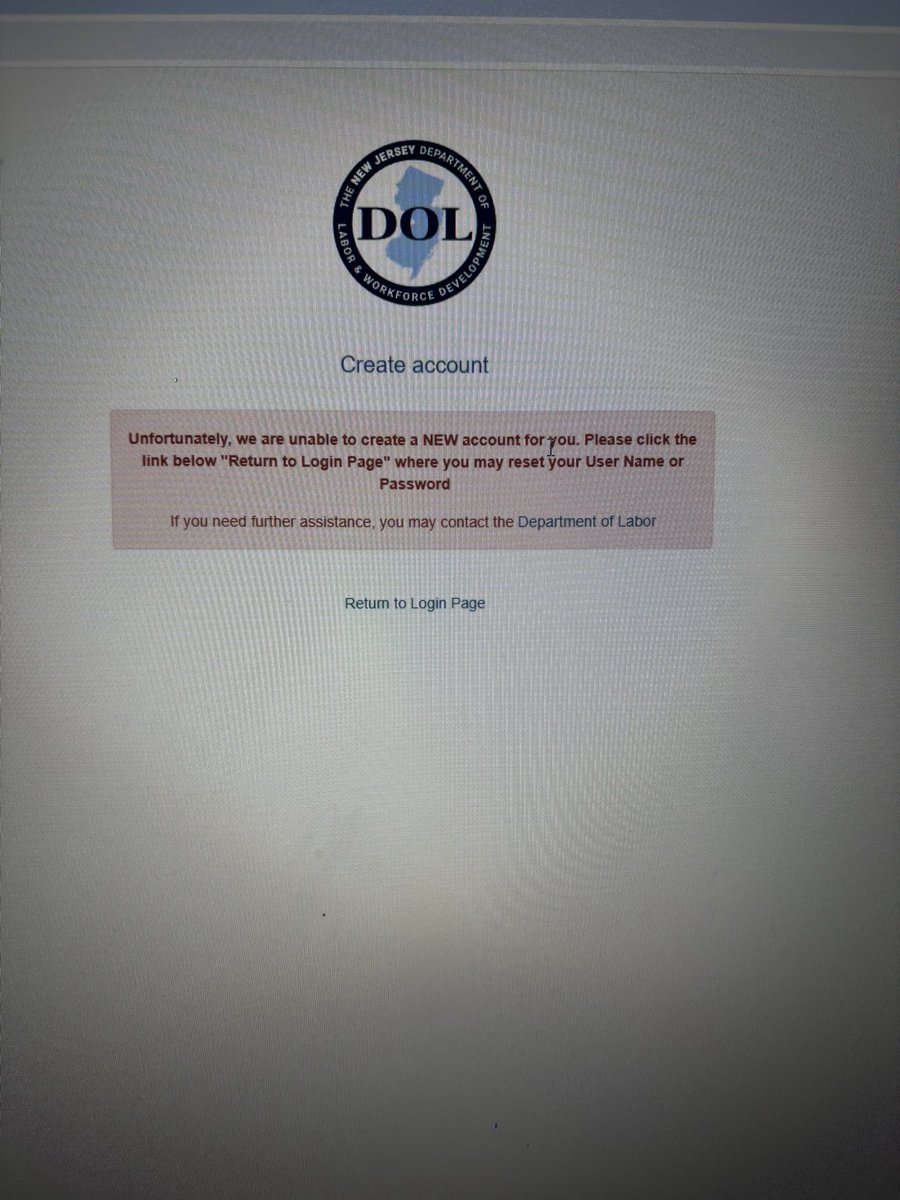 DaRealGokart's tweet photo. @NJLaborDept I can’t log in and reset my old account or I can’t create a new one. I got agents telling me everything deleted and start over but I can’t. https://t.co/fwfwoDIcpy