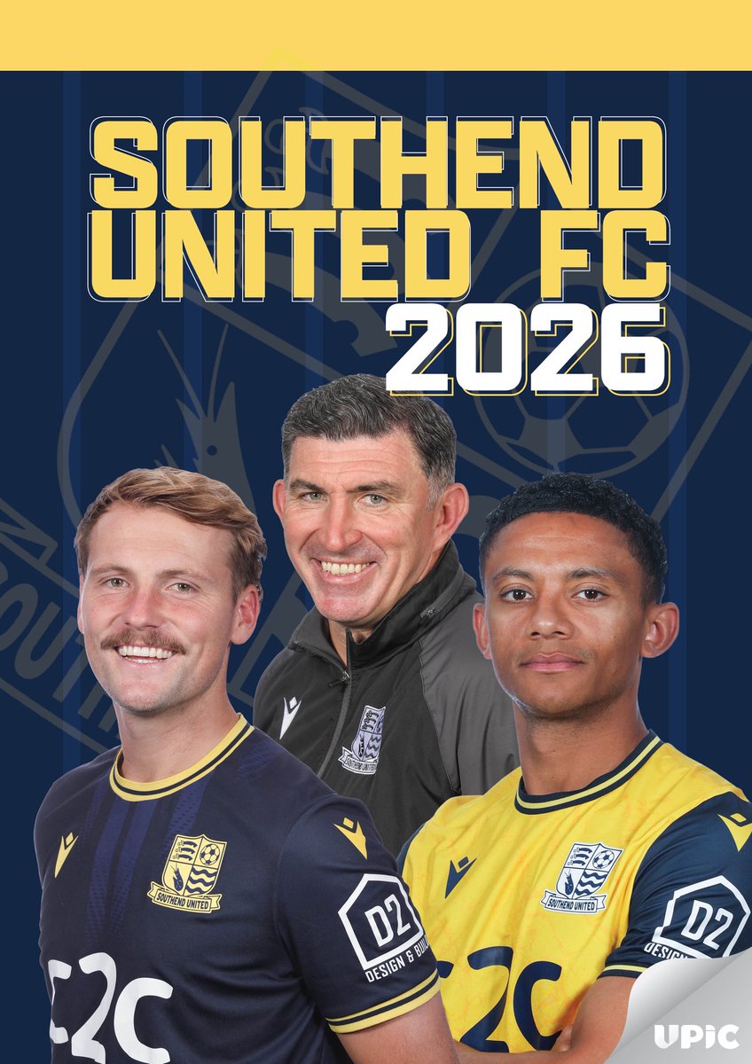 UpicCalendars's tweet photo. NOW AVAILABLE.

Southend United Football Club 2026 calendars.

Order before Wednesday 17th December for Christmas delivery.

Select Your Own: https://t.co/aisTvVN2je

Standard: https://t.co/1WJO3IvVgz

@SUFCRootsHall #shrimpers 🦐 https://t.co/kcI9pRUgEt