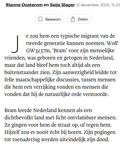 GEvanlagen's tweet image. Wolf #Bram was een #migrant van de tweede generatie. Hij hoorde er zelf nooit écht bij.