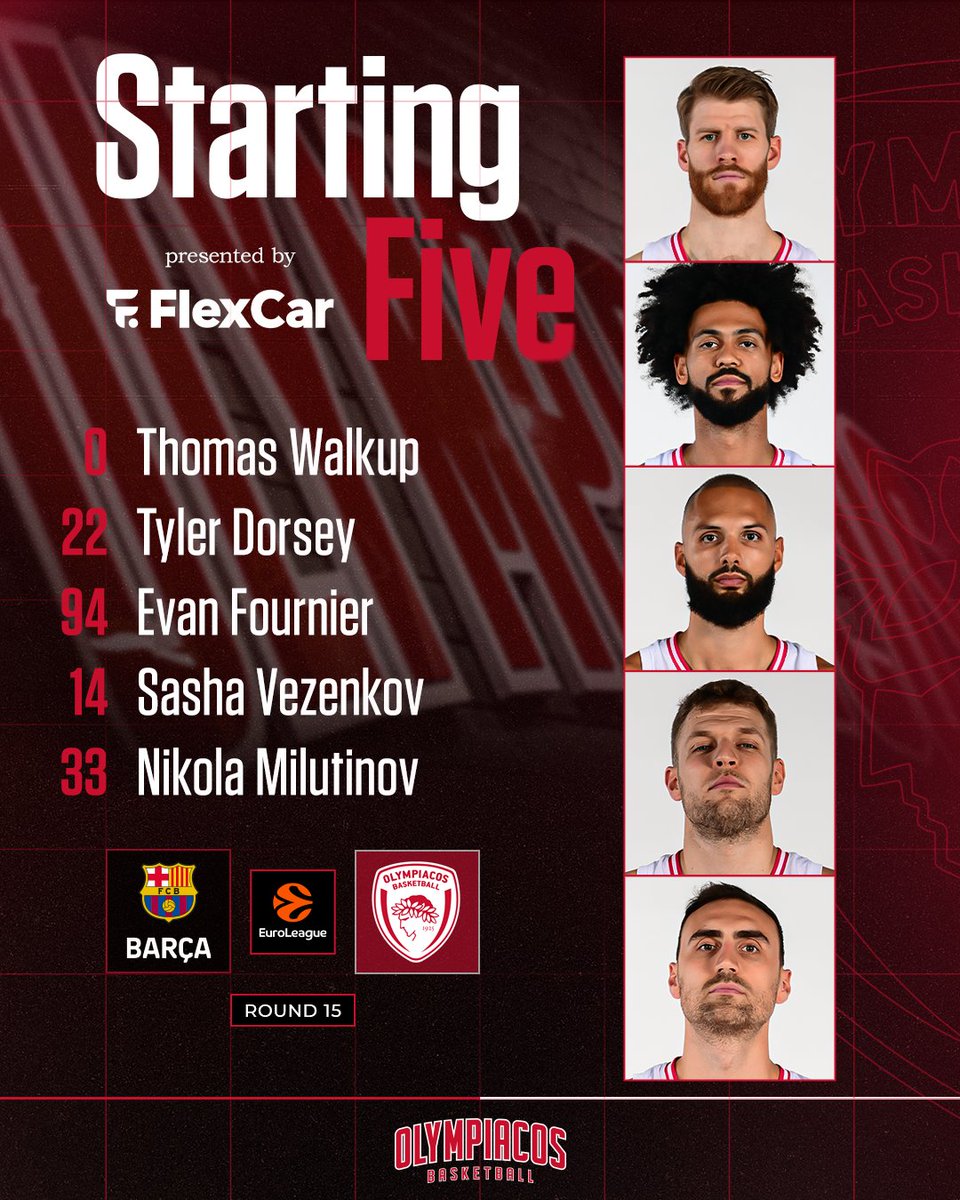Olympiacos_BC's tweet photo. The starting five! #OlympiacosBC #WeAreOlympiacos #TogetherWeFight #BAROLY https://t.co/CS8vSdfJul