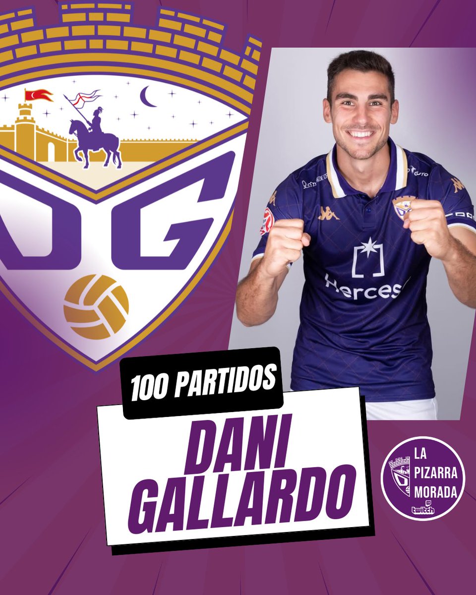 DANI GALLARDO CENTENARIO

El defensa madrileño <a href="/5DanielGallardo/">Daniel Gallardo</a> alcanza los 100 partidos disputados con el <a href="/deporguada/">C.D. Guadalajara 🟣⚪️</a>.

Siguiendo los pasos del capitán <a href="/javierablanque/">Javier Ablanque</a> 

¡Enhorabuena crack!