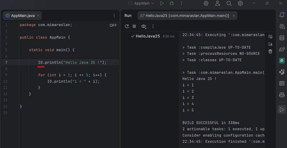 mimaraslan's tweet image. In Java 25, Instead of using "System.out", we use "IO". 
#Java #Java25 #JDK #JDK25