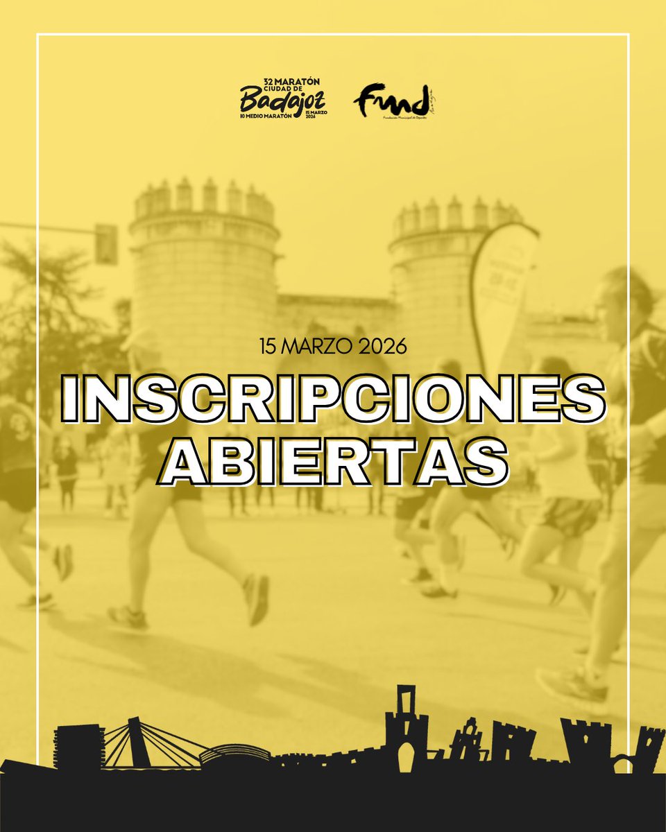 🎉 ¡Llegó el momento! ¡ABRIMOS INSCRIPCIONES!

Hazte ya con tu dorsal 🏃‍♀️🏃‍♂️

chipserena.es/web-evento/125…

#maratonBadajoz #MedioMaratonBadajoz #2026
