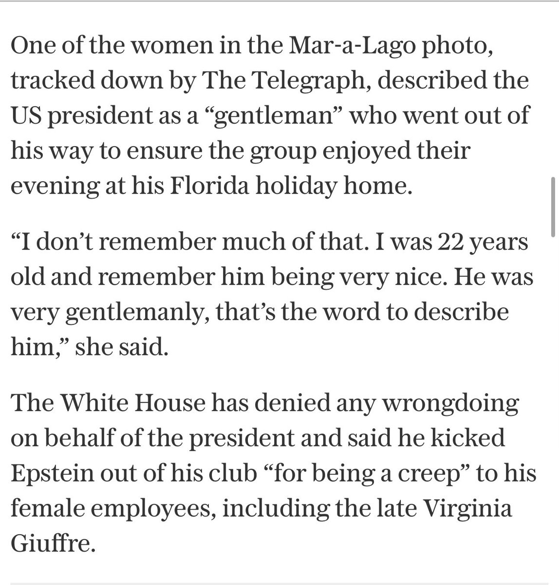 connor_stringer's tweet image. 🚨 I tracked down the women pictured with Donald Trump and kept by Jeffrey Epstien.  

One of the women in the photo taken in 1998 at Mar-a-Lago described the president as a ‘gentleman’

She could not recall neither Ghislaine Maxwell or Epstien at the event.…