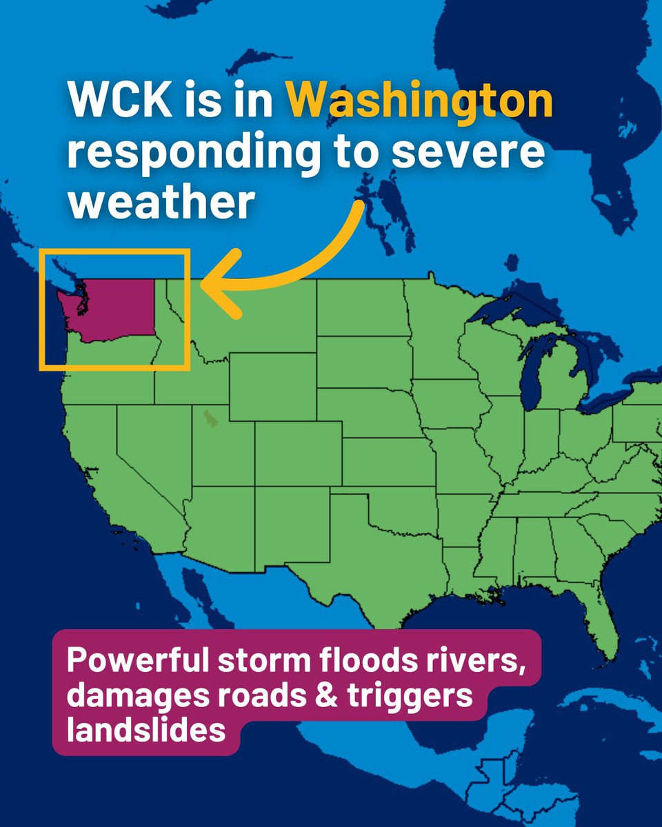 WCKitchen's tweet photo. WCK’s Relief Team is in Washington after a storm system caused catastrophic rains in the northwestern US. With Chef Corps members and local partners, we are already on the ground serving meals to impacted families.
Read more: https://t.co/Ad850OfK8a
#ChefsForWashington https://t.co/7QxTFqWvWS