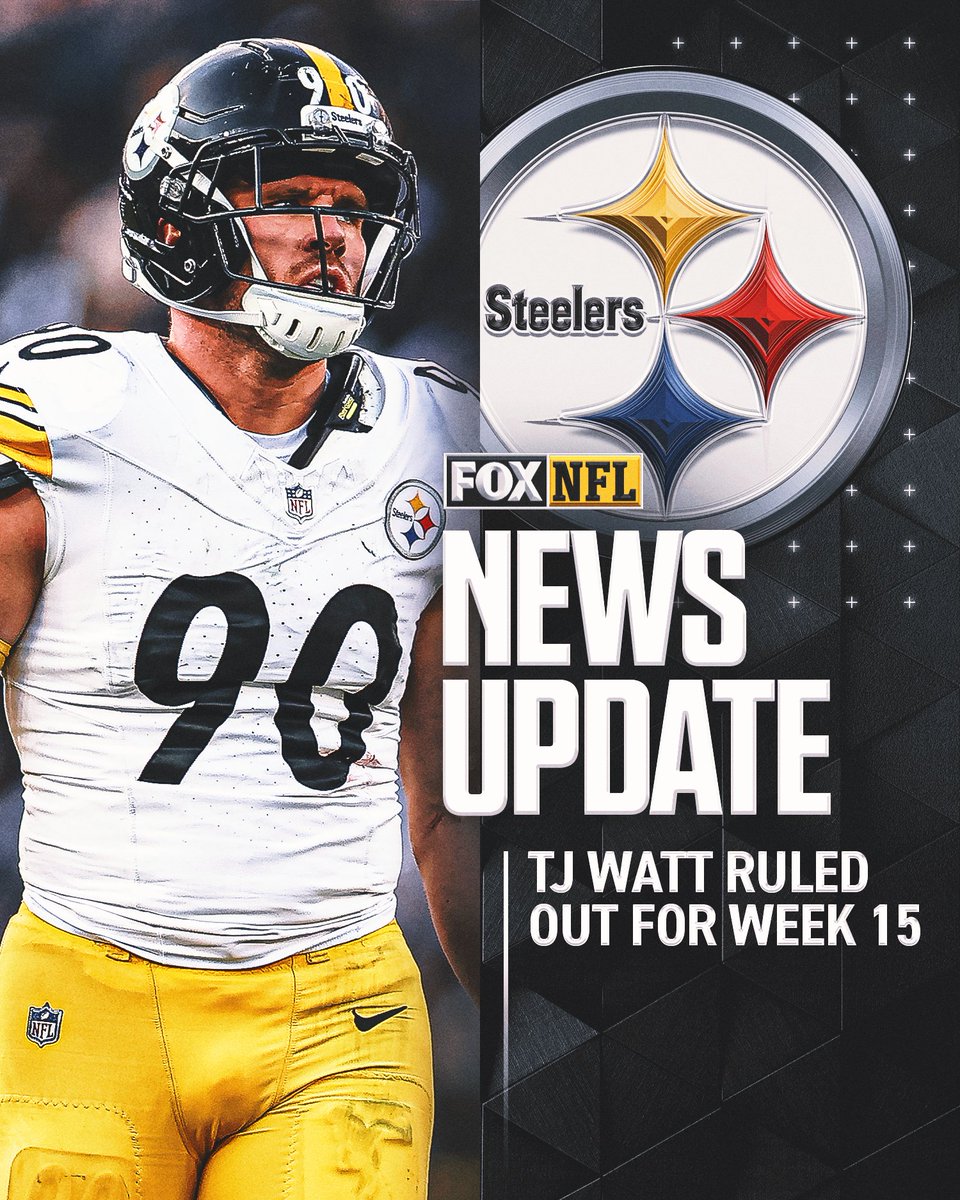 #Steelers HC Mike Tomlin announced TJ Watt will be out for Monday's game against the Dolphins.
Watt underwent surgery to stabilize and repair a partially collapsed lung, via @JJWatt