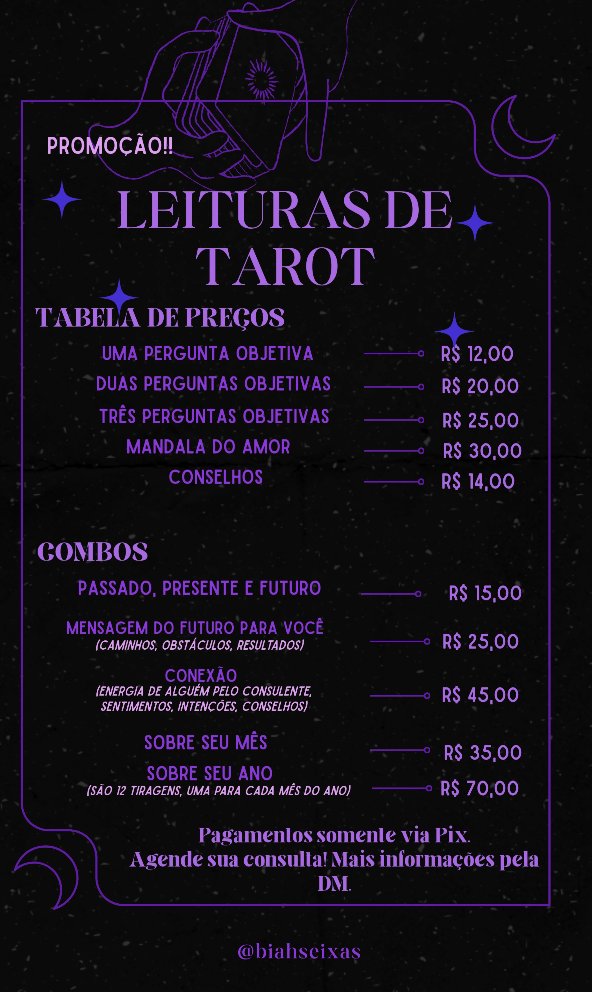 deathslpk's tweet image. 𖹭. PROMOÇÃO DE TAROT;
tiragens a partir de R$12,00 ‹𝟹

mediante a agendamento! DM para mais informações;