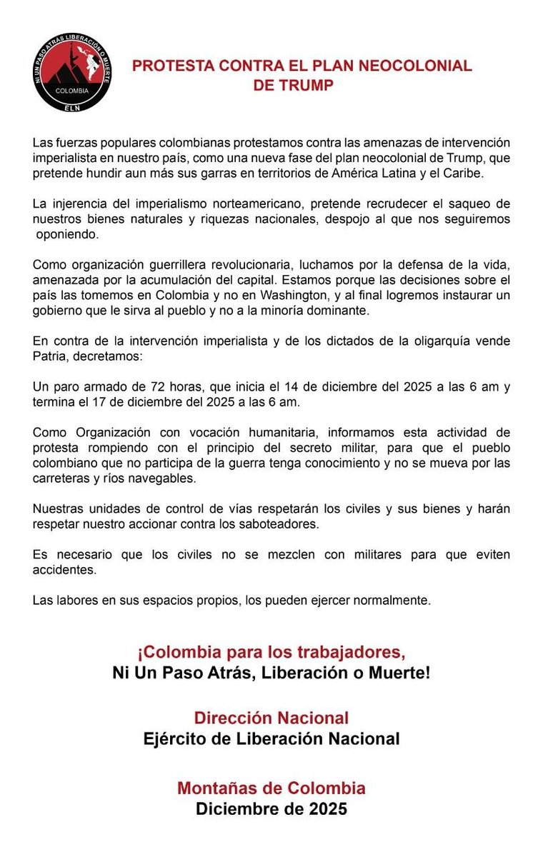 Enrique_GomezM's tweet photo. ¿Rercuedan cuando el mitómano @petrogustavo dijo que acabaría con ELN en 3 meses? Pues se tomaron el Catatumbo, bueno, este desgobierno se lo entregó y vamos en que decretan paros armados a nivel nacional. No se sorprendan, esa es la política de paz total diseñada por Iván Cepeda e implementada por Petro.