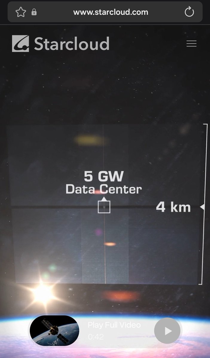 « Data center in space », si jamais ça vous intéresse d'investir dans une startup qui promet un mur de panneaux solaires de 20 km² dans l'espace pour un data center... j'ai aussi une tour Eiffel à vous vendre...