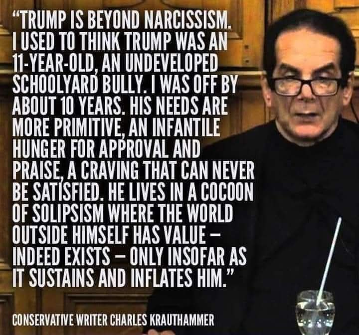 YolSwan's tweet photo. Trump's emotional development got stunted at a very early age. He's trapped in himself and shouldn't be leading a country. Sad. #TrumpIsANationalDisgrace #TrumpIsDefraudingAmericans #TrumpIsUnfitForOffice
#TrumpIsATraitorAndCriminal #TrumpIsAConvictedFelon #TrumpIsAPedoRapist https://t.co/cCyKwbApVL