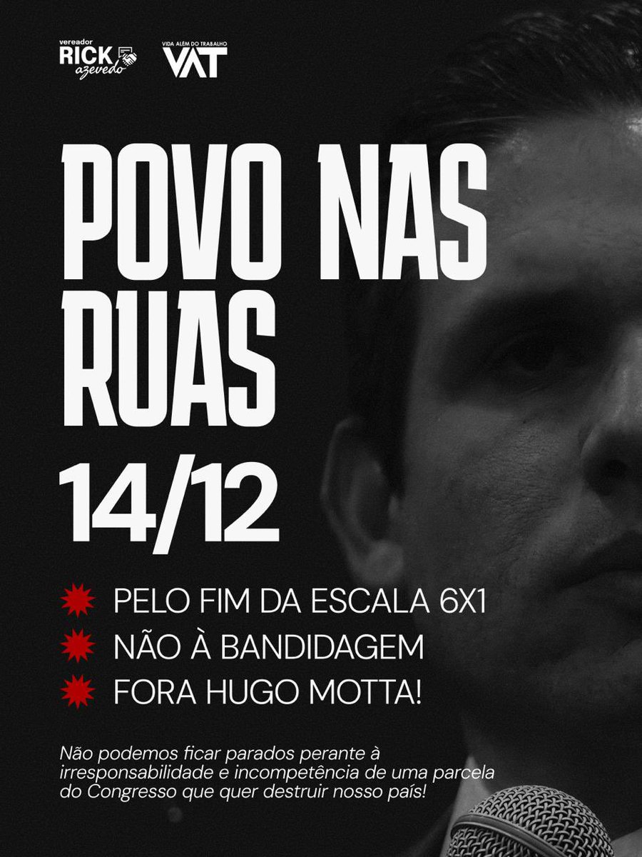 🚨 DIA 14 POVO NAS RUAS

Agenda até o momento:

📍Rio de Janeiro
14h
Copacabana - posto 5

📍São Paulo
14h
MASP

📍Belo Horizonte 
9h
Praça Raul Soares

📍Boa Vista 
17h
Praça das Águas - Portal do Milênio 

📍Vitória 
16h
Teatro da UFES 

Bora pra cimaaa! ✊🏾

#fimdaescala6x1