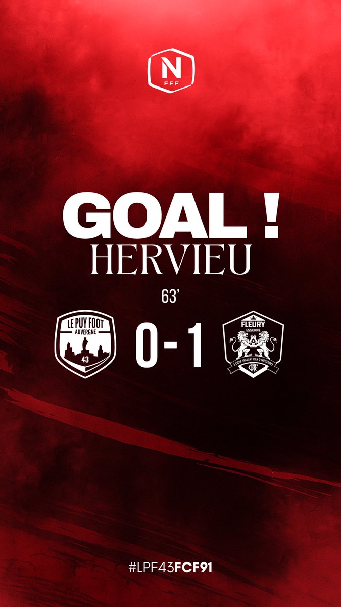 FCFleury91's tweet photo. 𝐆𝐎𝐀𝐀𝐀𝐋 ⵑ 𝐐𝐔𝐄𝐋 𝐁𝐔𝐓 𝐃𝐄 𝐋𝐎𝐔𝐏 𝐇𝐄𝐑𝐕𝐈𝐄𝐔 ⵑ

Les Lions prennent l’avantage au Puy ❤️‍🔥

📲 #LPF43FCF91 | 63’ 0️⃣-1️⃣ https://t.co/qdLlrSB8XT