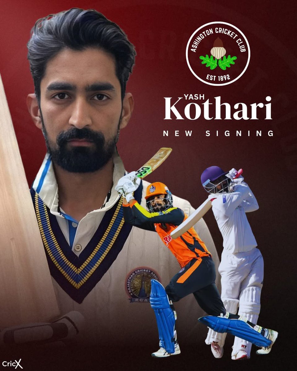 cricketagency's tweet photo. 🏴󠁧󠁢󠁥󠁮󠁧󠁿 | 𝙉𝙀𝙒 𝙎𝙄𝙂𝙉𝙄𝙉𝙂 ✍

"𝐀𝐬𝐡𝐢𝐧𝐠𝐭𝐨𝐧 𝐠𝐞𝐭 𝐭𝐡𝐞𝐢𝐫 𝐌𝐚𝐧!" 🔥

Congratulations to Yash Kothari on signing with @ashingtoncc_ for the 2026 North East Premier League campaign. 

No stranger to the North East or UK conditions, Yash boasts an average just shy of 60 and will be looking to elevate those numbers and make an immediate impact in his new colours next summer.

A serious signing for Ashington! 

All the best, Yash! 👏